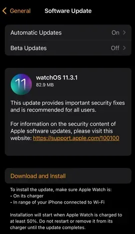 watchos 11.3.1 update security fix and bugs